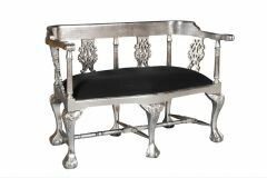 B39 Chippendale 2 seat sofa silver and black