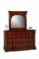 B46 Dresser with mirror in a deep , rich mahogany walnut finish 