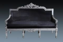 DCS16-Triomphe Silver Gilded Sofa with Black Suede