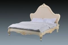IV01-09 Louis Bed Upholstered In Beige Linen With Ivory Finish 