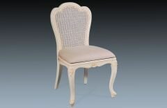 Rattan Bedroom Chair With Linen Upholstered Seat