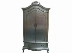 SG05-04 Venise Armoire With Drawer In Muted Silver Finish