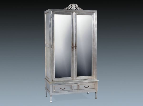 SG05-01 Regence Armoire With Drawer In Muted Silver Finish