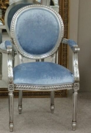 Regence Bedroom Chair In Muted Silver(Blue)