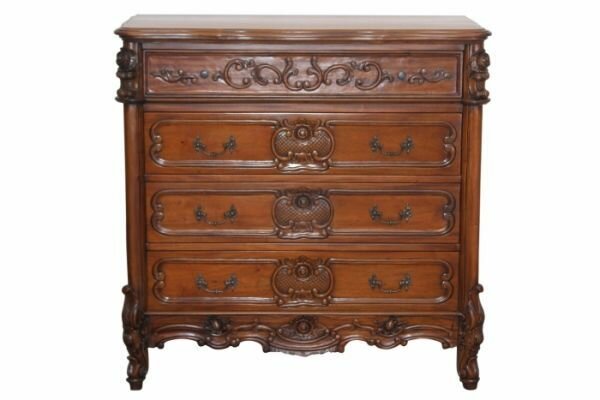 Lpc01-01 French Carved Flower Chest Of Drawers