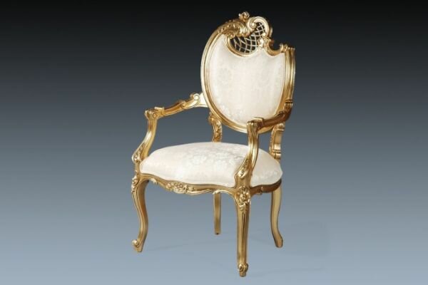 Baroque Harp armchair Cream Fabric (R)