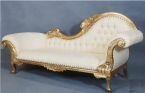 Flower Carved Sofa In Gold Leaf with Cream Fabric 