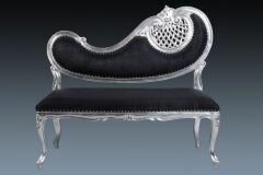 DCSC68-Silver and Black Harp Love seat/Bench Sofa