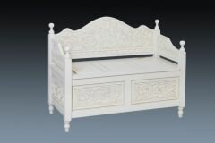 C38A Flower Bench In Antique White Finish