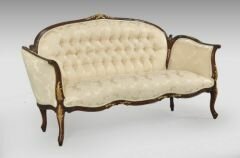 DSC08A-Beautiful Buttoned Sofa Mahogany and Gold